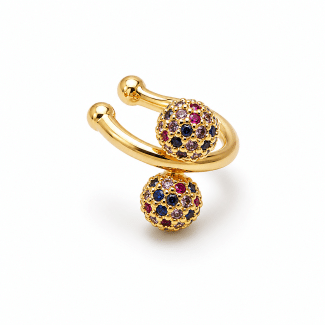 BRINCO ZIRCONIA PIERCING DUAS BOLINHAS COLORIDAS