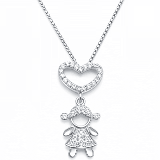 GARGANTILHA ZIRCONIA MENINO E MENINA COM CORACAO VAZADO 01
