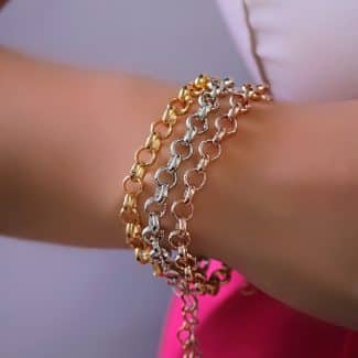 PULSEIRA LISA TRIO ELO PORTUGUES TRES CORES