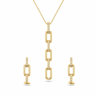 CONJUNTO ZIRCONIA ELOS UM CRAVEJADO E UM ELO LISO - 45CM