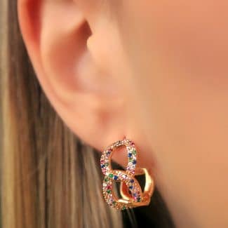 BRINCO ZIRCONIA CLICK COLORIDA E BRANCA ELOS