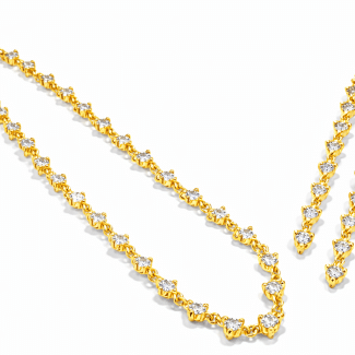 CONJUNTO ZIRCONIA PONTO DE LUZ TRES PONTAS BRINCO FRANJA COM CHOKER 30CM
