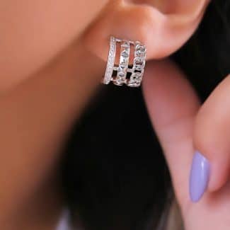 BRINCO ZIRCONIA TRES FAIXAS UMA FAIXA VAZADA ELO