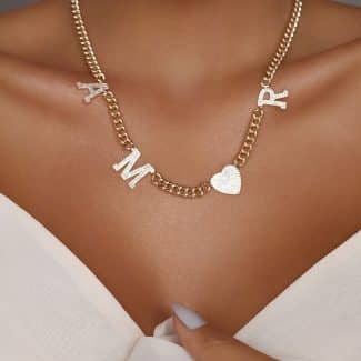 GARGANTILHA ZIRCONIA AMOR COM CORACAO E FECHO BOIA 45CM