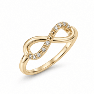 ANEL ZIRCONIA SIMBOLO DO INFINITO COM VARIAS BOLINHAS LISAS
