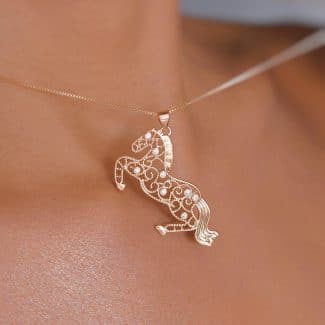 GARGANTILHA ZIRCONIA CAVALO COM OITO ZIRCONIA VAZADO 40CM