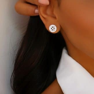 BRINCO ZIRCONIA TREVO LISO E BORDA CRAVEJADA