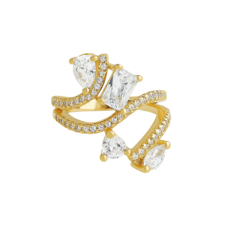 ANEL ZIRCONIA FAIXAS COM ZIRC MAIOR FORMAS GEOMETRICAS