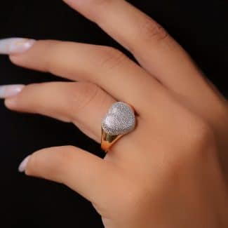 ANEL LISO CORACAO OURO BRANCO