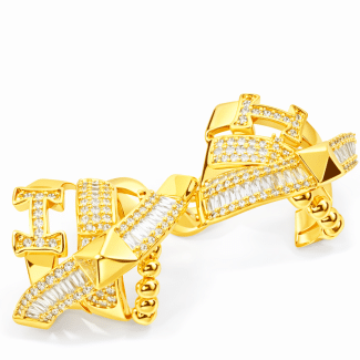 BRINCO ZIRCONIA COM FAIXA NA DIAGONAL COM NAVETES