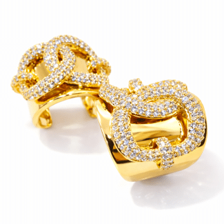 BRINCO ZIRCONIA COM DOIS ELOS GRANDES CRAVEJADOS