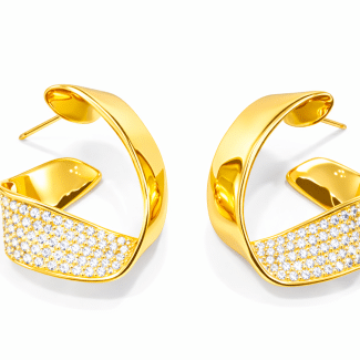 BRINCO ZIRCONIA FOMATO G METADE LISO E METADE CRAVEJADO