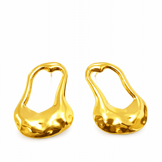 BRINCO LISO ORGANICO AMASSADO VAZADO 29.8 MM