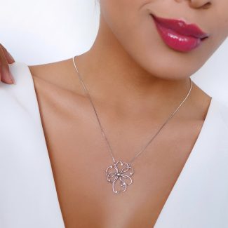 CONJUNTO ZIRCONIA FLOR VAZADA COM PONTOS DE ZIRCONIAS 40CM