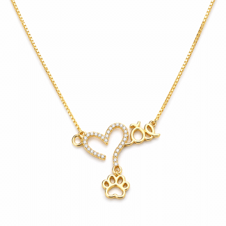 GARGANTILHA ZIRCONIA ESCRITO MAE COM A PATA PENDURADA 45CM