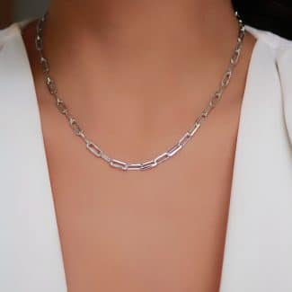 GARGANTILHA LISA ELOS COM O FECHO DE CORACAO 35CM