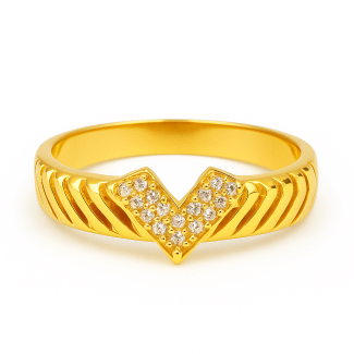 ANEL ZIRCONIA V CRAVEJADO FAIXAS LISAS