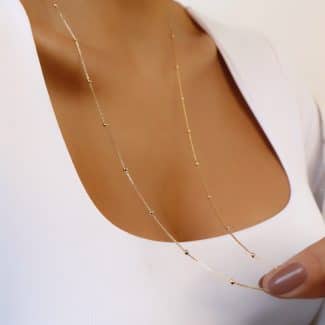 GARGANTILHA LISA VINTE E TRES BOLINHAS PEQUENAS 70CM