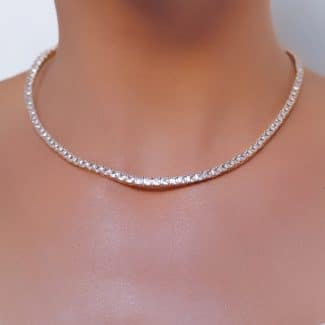 GARGANTILHA ZIRCONIA RIVIERA QUADRADA MEDIA COM TRAVA 1.1MM 40CM