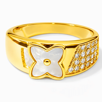 ANEL ZIRCONIA FLOR MADRE PEROLA