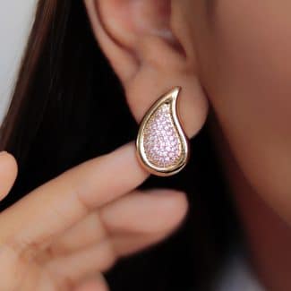 BRINCO ZIRCONIA GOTA COM UMA GOTA CRAVEJADA DENTRO
