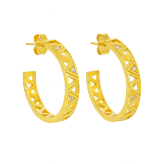 BRINCO ZIRCONIA COM CINCO TRIANGULOS COM ZIRCONIA E VAZADO 31.3 MM