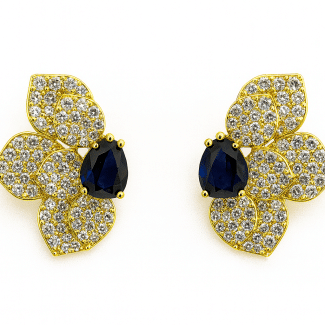 BRINCO ZIRCONIA METADE FLOR TODA CRAVEJADA COM MIOLO DE GOTA CRISTAL CORES