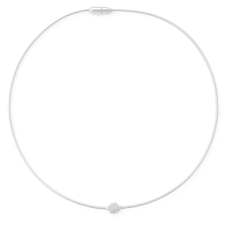 GARGANTILHA ZIRCONIA CORDA DE VIOLAO COM UMA BOLINHA TODA CRAVEJADA 40CM