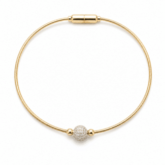 PULSEIRA ZIRCONIA CORDA DE VIOLAO COM UMA BOLINHA TODA CRAVEJADA