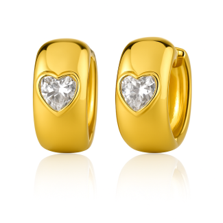 BRINCO ZIRCONIA ARGOLA CLICK LISA E CORACAO COM ZIRCONIAS 15.6 MM