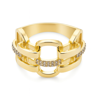 ANEL ZIRCONIA COM TRES ELOS NA VERTICAL