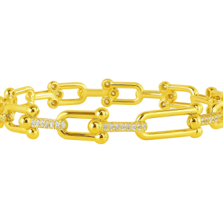 BRACELETE ZIRCONIA VARIOS ELOS LISOS E CRAVEJADOS
