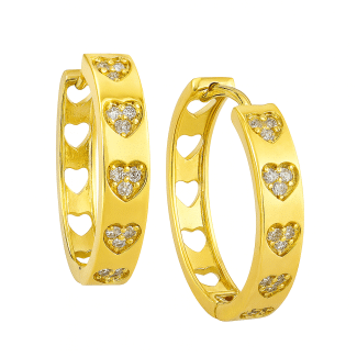 BRINCO ZIRCONIA ARGOLA CLICK MEDIO COM CORACOES CRAVEJADOS 28.7 MM