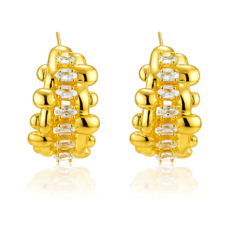 BRINCO ZIRCONIA ARGOLA COM UMA FAIXA DE NAVETES FORMATO OVAL 18.6 MM
