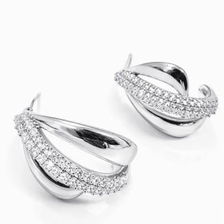 BRINCO ZIRCONIA COM DUAS FAIXAS LISAS E A OUTRA CRAVEJADA 21.1 MM