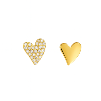 BRINCO ZIRCONIA DUPLO CORACAO CURVADO LISO E CRAVEJADO 13.1 MM