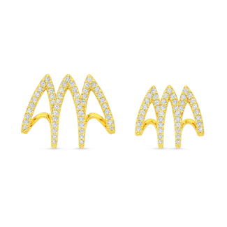 BRINCO ZIRCONIA EAR ROCK QUATRO FAIXAS CRAVEJADAS PEQUENO 10.4 MM