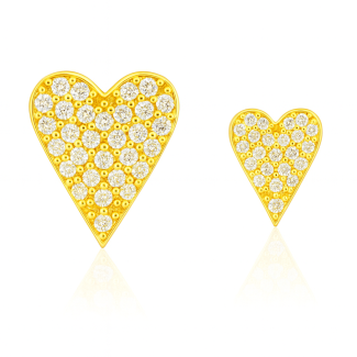 BRINCO ZIRCONIA DUPLO CORACAO CRAVEJADO 11.8 MM