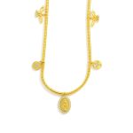 GARGANTILHA ZIRCONIA COM NOSSA SENHORA DAS GRAÇAS E CRUZ E ESPIRITO SANTO CANUTILHO FINO 40CM