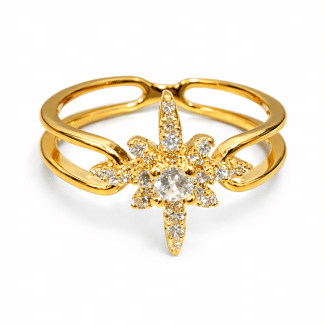 ANEL ZIRCONIA ESTRELA DE ANIS CRAVEJADA