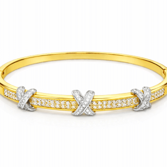 BRACELETE ZIRCONIA SIMBOLO X DOIS BANHOS