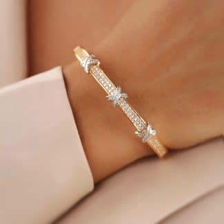 BRACELETE ZIRCONIA SIMBOLO X DOIS BANHOS