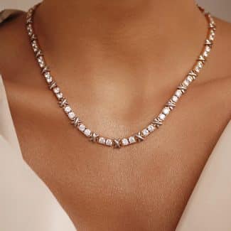 GARGANTILHA ZIRCONIA SIMBOLO X DOIS BANHOS 40CM