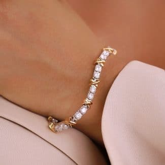 PULSEIRA ZIRCONIA SIMBLO X DOIS BANHOS COM TRAVA 4.1MM