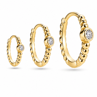 BRINCO ZIRCONIA TRIO COM BOLINHAS LISAS E COM ZIRCONIAS