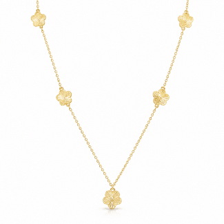 GARGANTILHA LISA COM CINCO FLORES 50CM