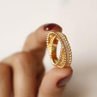 ANEL ZIRCONIA X COM BOLINHAS LISAS