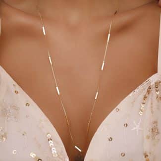 GARGANTILHA LISA COM CANUTILHOS RETANGULARES 80CM