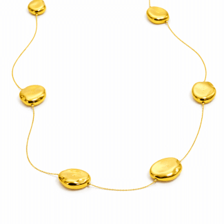 GARGANTILHA LISA COM CINCO FORMATO OVAL AMASSADO 35 CM