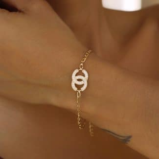 PULSEIRA ZIRCONIA SIMBOLO X E ELOS LISOS MENORES